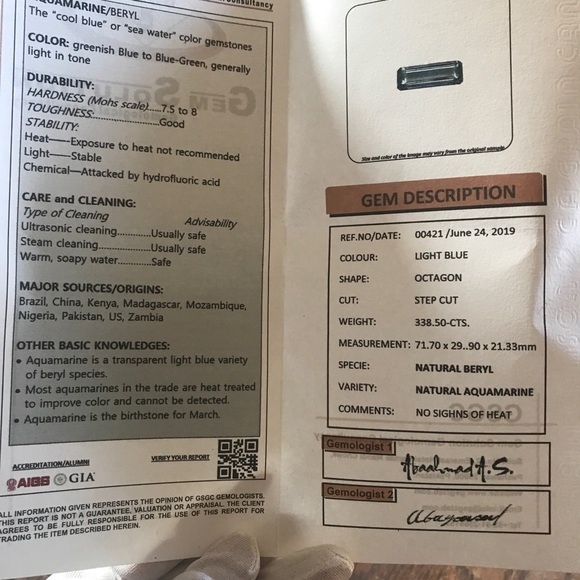 Huge IF 338.35 ct light blue aquamarine gemstone - Picture 7 of 8